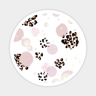 Leopard print baby and tropical leaves Magnet